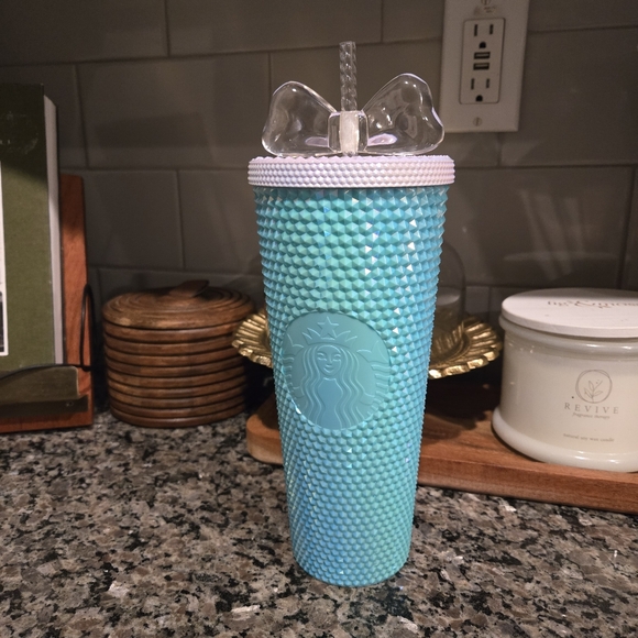 HTF Starbucks Philippines 2023 Tiffany Blue Studded Tumbler w/Crystal Bow - Picture 2 of 8